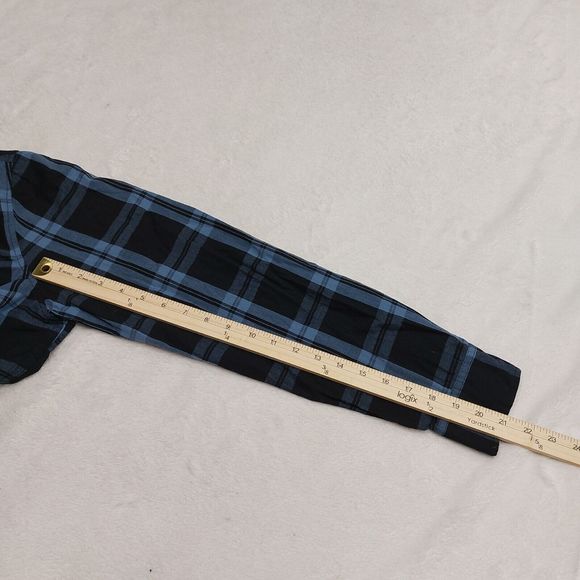 MMA Elite Long Sleeve Button Up Men's Size Large Blue Plaid Shirt Pride & Honor - Picture 7 of 8